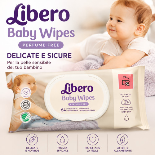 Libero wet wipes 64 pezzi salviette umidificate
