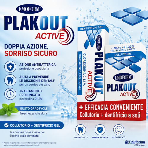 Emoform plak out active clorexidina 0,20% collutorio 200 ml + dentifricio 75 ml