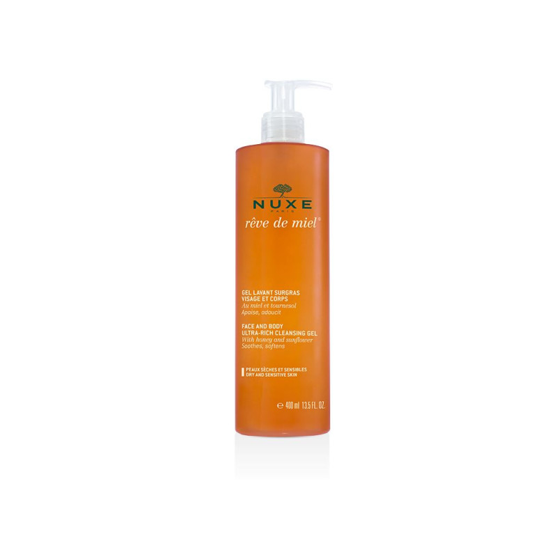 Nuxe reve de miel gel detergente viso e corpo 400 ml