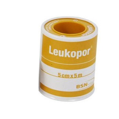 Cerotto in rocchetto leukopor ipoallergenico tessuto non tessuto bianco 5x500 cm