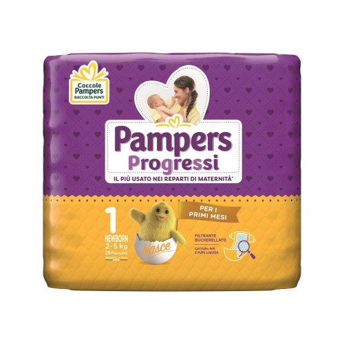 Pampers progressi newborn pannolino 1 2-5kg 28 pezzi