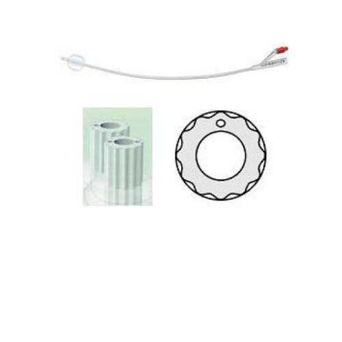 Catetere vescicale in silicone profilcath plus scanalato 2 vie ch12 lunghezza 31 cm punta cilindrica 2 fori contrapposti palloncino 5 ml 10 pezzi
