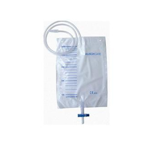 Sacca di raccolta urina da letto monouso non sterile capacita' 2000 ml con tubo di raccordo lunghezza 130 cm diametro 5x7 mm valvola di non ritorno 1 gancio 30 pezzi