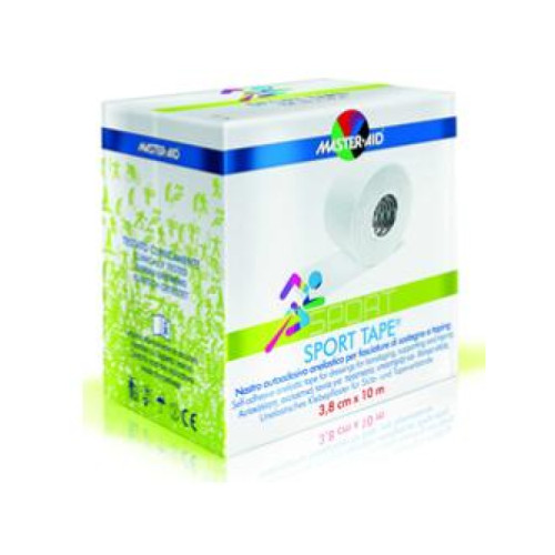 Nastro autoadesivo anelastico per fasciature di sostegno e taping master-aid sport 3,8x10