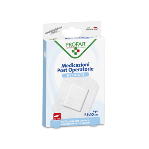 Medicazione post operatoria sterile garza antiaderente 7,5x10 cm 4 pezzi profar