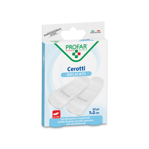 Cerotto tessuto non tessuto delicato medi 7x2 cm 20 pezzi profar
