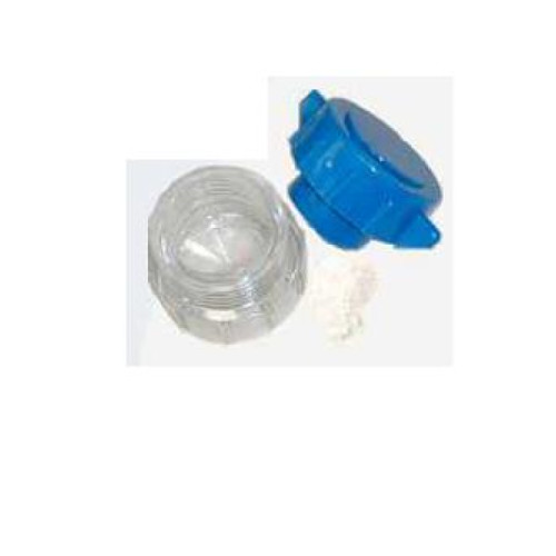 Frantumapillole in abs a 2 scomparti base trasparente coperchio blu dimensioni 5,4x3,3x4,7 cm