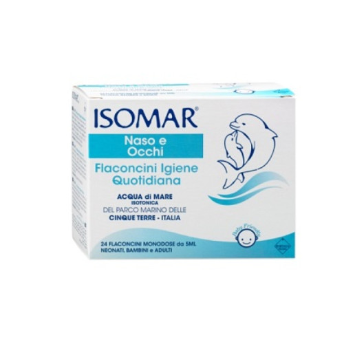 Isomar soluzione isotonica acqua mare igiene quotidiana 24 flaconcini monodose 5 ml
