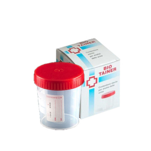 Contenitore per urina bio tainer graduato con superficie di scrittura con tappo a vite capacita' 120ml 1 pezzo