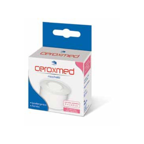 Cerotto adesivo in rocchetto ceroxmed in tessuto non tessuto aerato ipoallergenico bianco 500x2,5 cm 1 pezzo