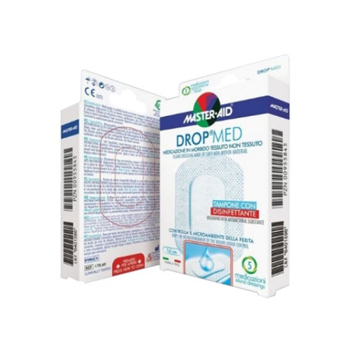 Medicazione compressa autoadesiva dermoattiva ipoallergenica aerata master-aid drop med 10x8 5 pezzi
