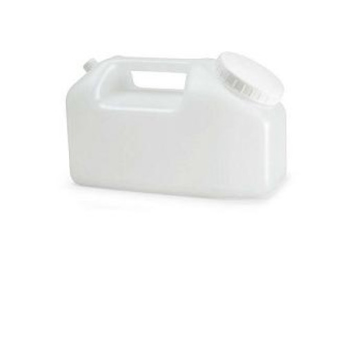 Contenitore a tanica per la raccolta delle urine 24 ore,in polietilene trasparente+tappo a vite con scala graduata da 500 a 2500ml