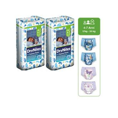 Pannolino huggies drynites boy pyjama pants 4/7 anni medium 17/30kg 10 pezzi