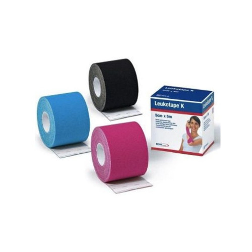 Benda adesiva leukotape k per taping fisioterapico larghezza 5 cm lunghezza 5 m colore rosa in rotolo