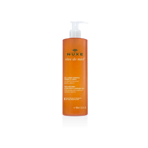 Nuxe reve de miel gel detergente viso e corpo 400 ml