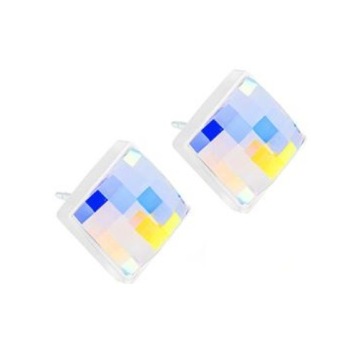 Orecchini sterili cj mp facet sq rainbow 10mm 2 pezzi
