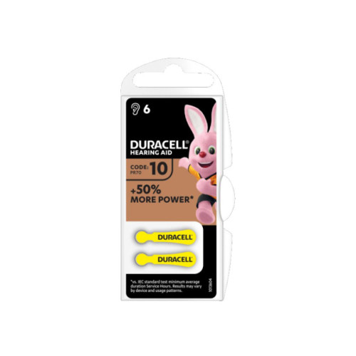 Duracell activair hearing aid easy tab 10 giallo batteria per apparecchio acustico 6 pezzi