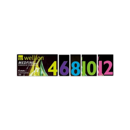 Ago per penna da insulina wellion medfine plus 4 32 gauge lunghezza 4 mm 100 pezzi