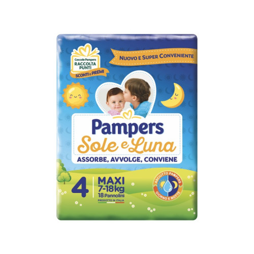 Pannolino per bambino pampers sole & luna maxi 18 pezzi