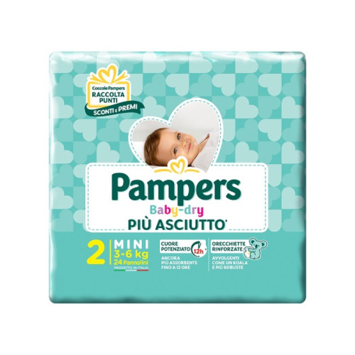 Pannolini per bambini pampers baby dry downcount no flash mini 24 pezzi buono sconto