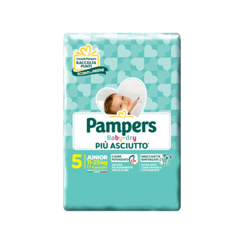 Pannolini per bambini pampers baby dry downcount no flash junior 17 pezzi