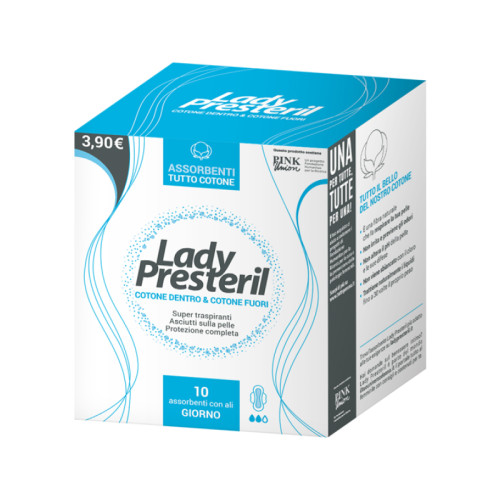 Lady presteril cotone dentro & cotone fuori 10 assorbenti con ali giorno promo