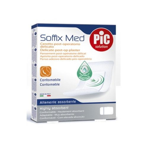 Cerotto pic soffix med in tnt con tampone centrale assorbente sterile monouso sterile 25x10 cm antibatterico 3 pezzi