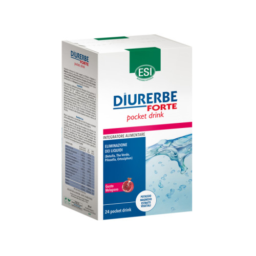 Esi diurerbe forte drenante melograno 24 pocket drink da 20 ml senza glutine