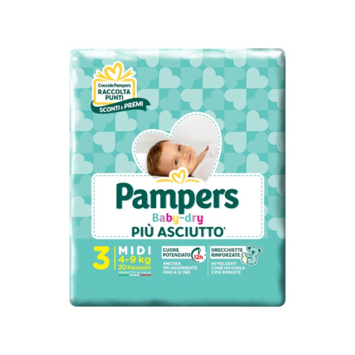 Pampers baby dry downcount midi 20 pezzi