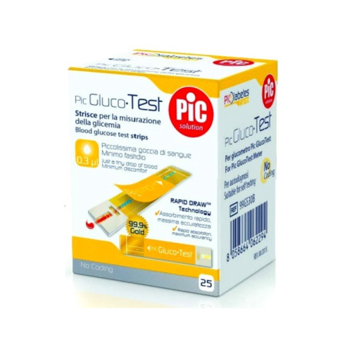 Strisce misurazione glicemia pic glucotest 25 pezzi
