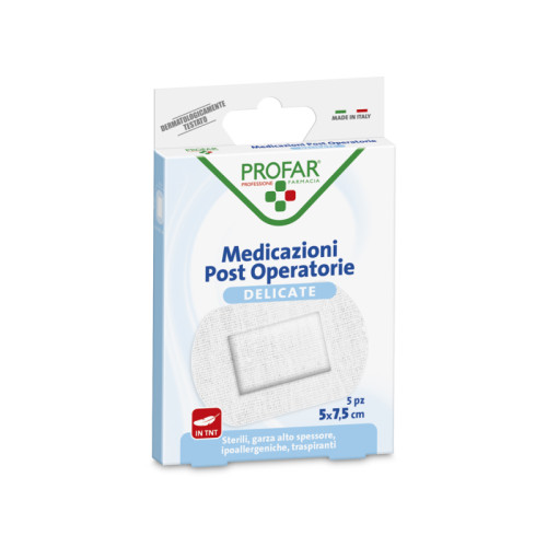Medicazione post operatoria sterile garza antiaderente 5x7,5 cm 5 pezzi profar