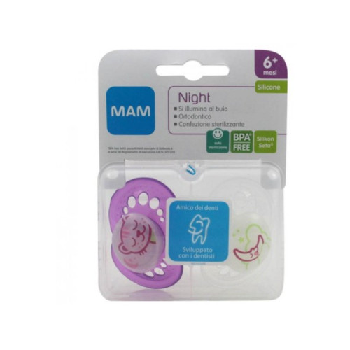 Mam night succhietto 6+ silicone confezione doppia