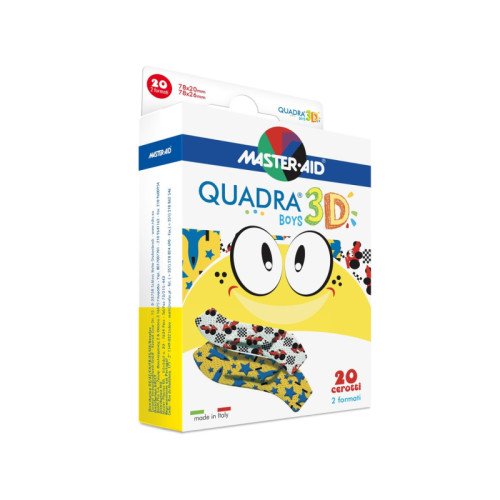 Cerotto master-aid quadra 3d boys 20 pezzi assortiti