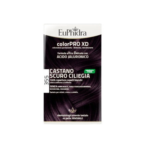 Euphidra colorpro xd 355 castano scuro ciliegia gel colorante capelli in flacone + attivante + balsamo + guanti