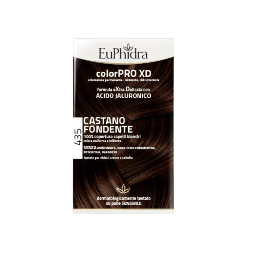 Euphidra colorpro xd 435 castano fondente gel colorante capelli in flacone + attivante + balsamo + guanti