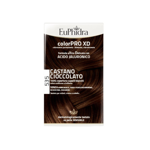 Euphidra colorpro xd 535 castano cioccolato gel colorante capelli in flacone + attivante + balsamo + guanti