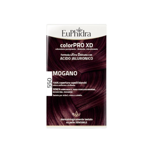 Euphidra colorpro xd 550 mogano gel colorante capelli in flacone + attivante + balsamo + guanti