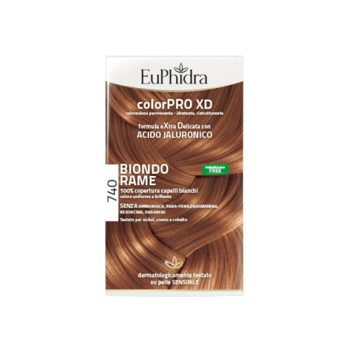 Euphidra colorpro xd 740 biondo rame gel colorante capelli in flacone + attivante + balsamo + guanti