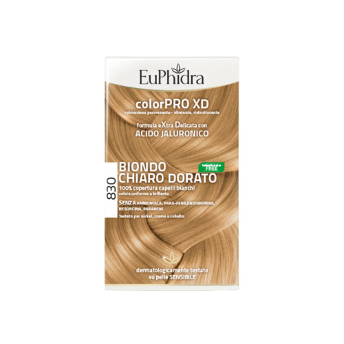Euphidra colorpro xd 830 biondo chiaro dorato gel colorante capelli in flacone + attivante + balsamo + guanti