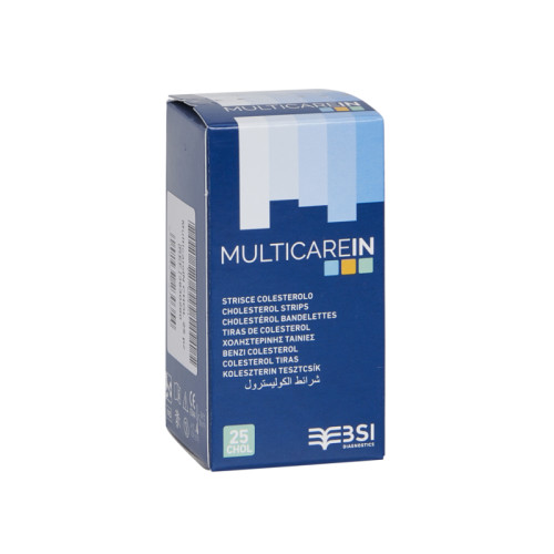 Test colesterolemia multicare in colesterolo in strisce con aspirazione capillare 25 pezzi