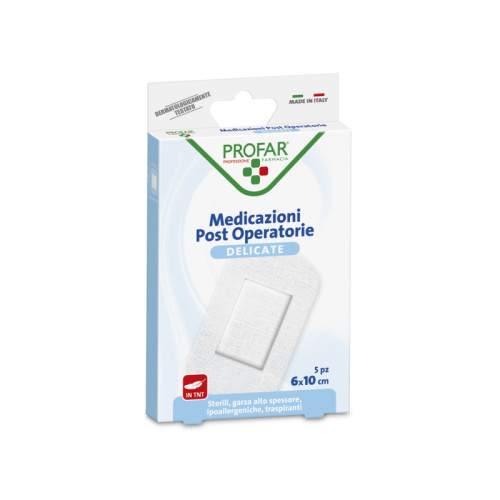 Medicazione post operatoria sterile garza antiaderente 6x10 cm 5 pezzi profar