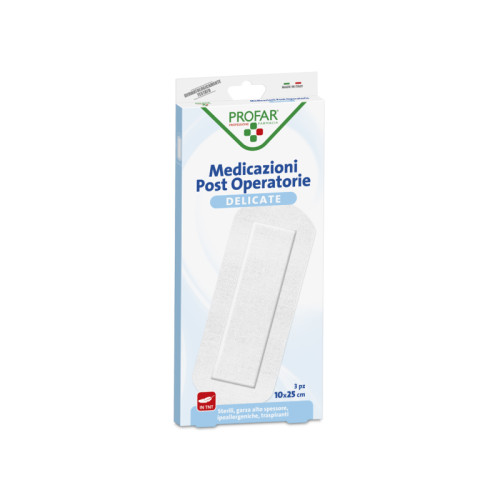 Medicazione post operatoria sterile garza antiaderente 10x25 cm 3 pezzi profar