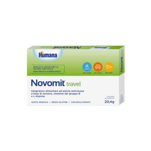 Novomit travel 12 gomme da masticare gusto arancia