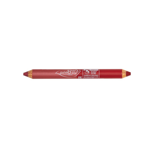 Purobio cosmetics matitone duo day/night per labbra 2 rosa corallo/rosso ciliegia