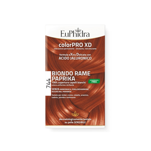 Euphidra colorpro gel colorante capelli xd 744 paprika 50 ml in flacone + attivante + balsamo + guanti