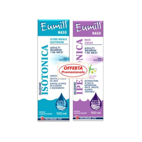 Eumill naso bipack spray soluzione isotonica 100 ml + soluzione ipertonica 100 ml