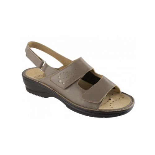 Savina b/s leather+elasticated textile womens taupe 36