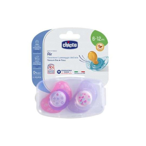Chicco succhietto air lumi in caucciu' 6-16 mesi 2 pezzi