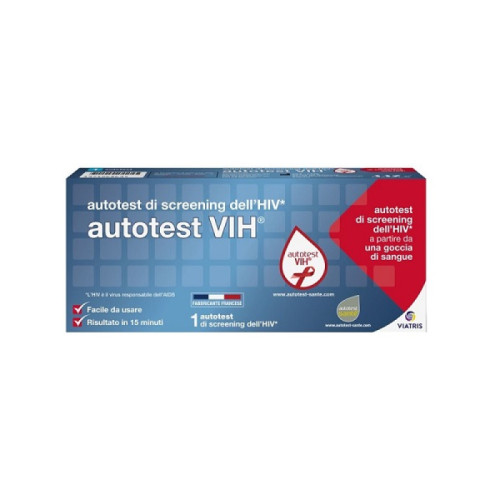 Autotest vih screening dell'hiv contiene 1 autotest + soluzione + bisturi + cerotto + garza + salvietta disinfettante