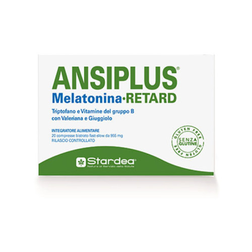 Ansiplus retard melatonina 20 compresse bistrato fast slow 955 mg